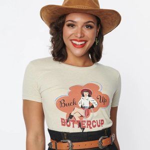 Unique Vintage Buck Up Buttercup Shirt, Small